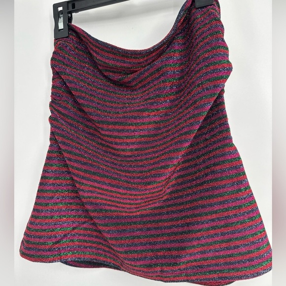 Trina Turk Metallic Striped Strapless Top M NWT - Picture 2 of 3